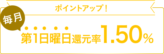 ポイントアップ! 毎月第1日曜日還元率1.50%