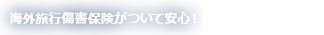海外旅行傷害保険がついて安心！
