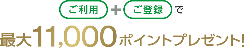 ご利用+ご登録で最大11,000ポイントプレゼント!