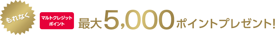 もれなくマルトクレジットポイント最大5,000ポイントプレゼント!